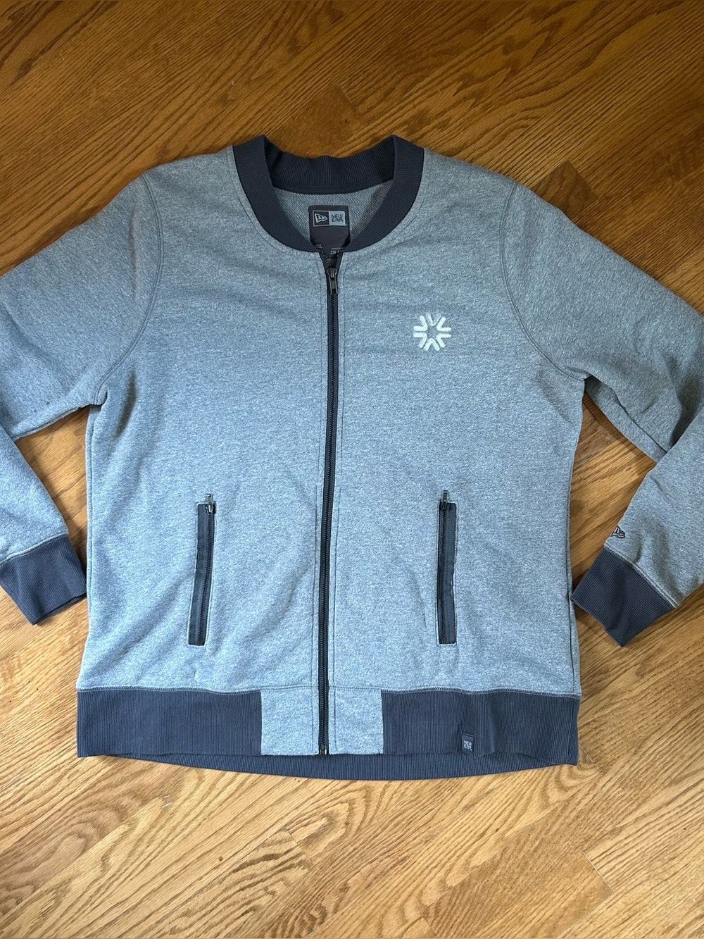 New Era Gray and Black Zip-Up Bomber Jacket